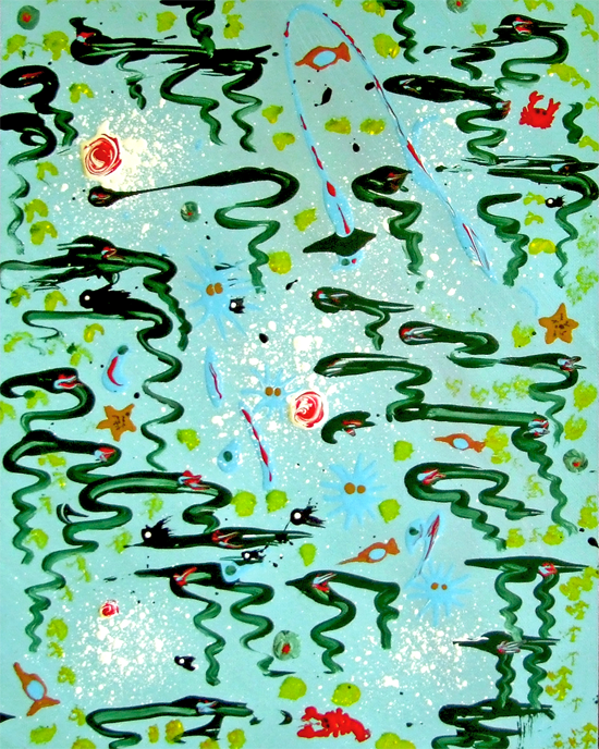 Sea Creatures in the Kelp Bed - Thick Acrylic on Paper - Andrea Brand Sea Creatures in the Kelp Bed - Thick Acrylic on Paper - Andrea Brand